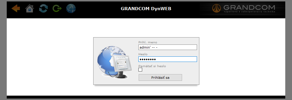 Login panel